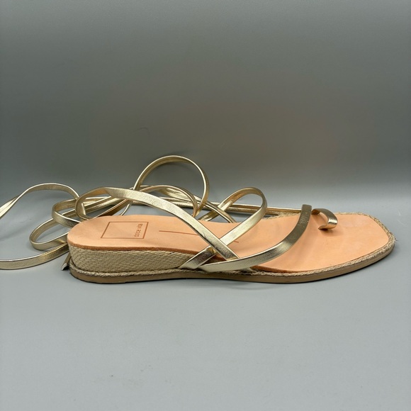 Dolce Vita Pauly Lace Up Sandals Women’s 7 Gold Metallic Ankle Wrap - Picture 2 of 9